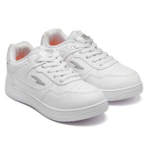 Fluxon Men's White Casual Mid-Top Sneakers with Synthetic Upper | Lightweight & Comfortable Everyday Shoes for Men & Boys | Urban Street Style (Boston-01)